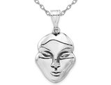 Sterling Silver Antiqued Face Pendant Necklace Charm with Chain